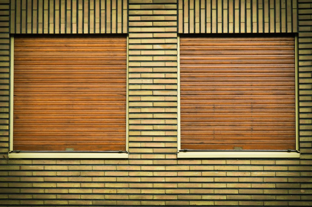 window, venetian blinds, roller shutter, shutter, facade, house, building, architecture, wall, privacy, clinker, stone, city, urban, sad, roller shutter, roller shutter, roller shutter, roller shutter, roller shutter, shutter, shutter
